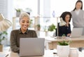 Laptop, planning and black woman in office startup with company workflow and editing online business proposal. Computer Royalty Free Stock Photo