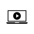 Laptop with play button on screen, vector icon Royalty Free Stock Photo