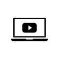 Laptop with play button on screen, vector icon Royalty Free Stock Photo