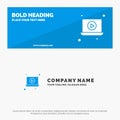 Laptop, Play, Video SOlid Icon Website Banner and Business Logo Template