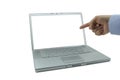 Laptop pointed finger Royalty Free Stock Photo