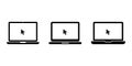 Laptop with pointer or cursor icon set. Notebook vector icon. Display with clicking mouse. Laptop icon