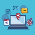Laptop pointer map gps marketing media items