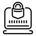 Laptop privacy icon, outline style