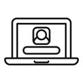Laptop privacy icon outline vector. Data protect