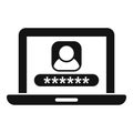 Laptop privacy icon simple vector. Data protect