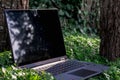 Laptop product shoot out in nature Royalty Free Stock Photo