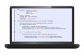 Laptop with program code on screen. Royalty Free Stock Photo