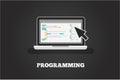 Laptop programming vector concept illustration.