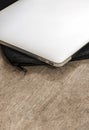 Laptop put on black soft case Royalty Free Stock Photo