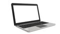 Laptop with white blank screen with aluminium body in mockup style. 3d rendering of Notebook computer isolated on a Royalty Free Stock Photo