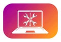 Laptop repair service computer maintenance tools icon symbol digital technology Royalty Free Stock Photo