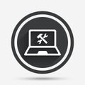 Laptop repair sign icon. Notebook service symbol.