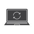 Laptop restart glyph icon