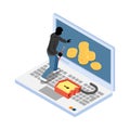 Laptop Robbery Concept Composition Royalty Free Stock Photo