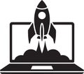 Laptop Rocket Launch Vector Icon Startup Technology Business Software Illustration Royalty Free Stock Photo