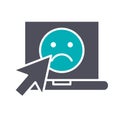 Laptop with sad face colored icon. Customer unsatisfaction, negative feedback symbol Royalty Free Stock Photo