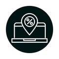 Laptop with sale percentage mark block and line style icon vector design