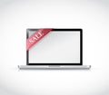 Laptop and sale tag illustration Royalty Free Stock Photo
