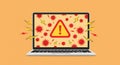 laptop screen alerting of cyber threat with virus icons and lightning strikes - generated using ai
