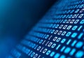 On a laptop screen, binary code data bits form a matrix of data flow, symbolizing the advent of the big data AI age Royalty Free Stock Photo