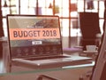 Laptop Screen with Budget 2018 Concept. 3d Royalty Free Stock Photo