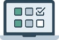 Laptop screen with check boxes concept for completed task on list selection Royalty Free Stock Photo