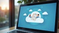A laptop screen displaying a cloud-based document editing platform, representing online collaboration, teamwork, and productivity