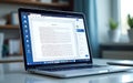 A laptop screen displaying a cloud-based document editing platform, representing online collaboration, teamwork, and productivity