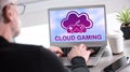 Cloud gaming concept on a laptop screen Royalty Free Stock Photo