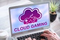 Cloud gaming concept on a laptop screen Royalty Free Stock Photo