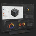 Laptop screen displaying a complex data analysis dashboard. The interface includes Royalty Free Stock Photo