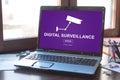 Digital surveillance concept on a laptop screen