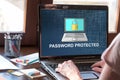 Password protected concept on a laptop screen Royalty Free Stock Photo