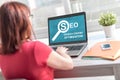 Search engine optimization concept on a laptop screen Royalty Free Stock Photo