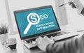 Search engine optimization concept on a laptop screen Royalty Free Stock Photo