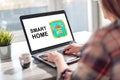 Smart home concept on a laptop screen Royalty Free Stock Photo