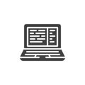 Laptop screen displaying text vector icon