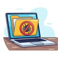 Laptop screen displaying virus-free folder isolated on transparent background Royalty Free Stock Photo