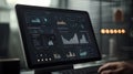 Laptop Screen Displays Diverse Financial Data Graphs