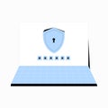 Laptop With Cybersecurity Shield And Password Protection In Flat Vector Illustration Symbolizing Digital Security, Data Royalty Free Stock Photo