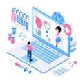 Laptop screen with female doctor giving online consultation about heart. Royalty Free Stock Photo
