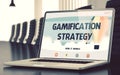 Laptop Screen with Gamification Strategy Concept. 3D.