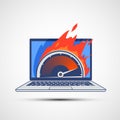 Laptop screen with internet speed test. Vector icon Royalty Free Stock Photo