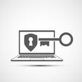 Laptop screen with keyhole and key Royalty Free Stock Photo