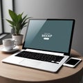 Realistic laptop screen mockup design template Royalty Free Stock Photo