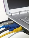 Laptop with screen and plugged in ports Royalty Free Stock Photo