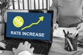 Rate increase concept on a laptop