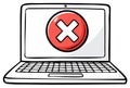 Laptop screen with red error symbol and x mark. Data error, computer problem illustration Royalty Free Stock Photo