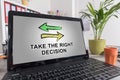 Right decision concept on a laptop Royalty Free Stock Photo